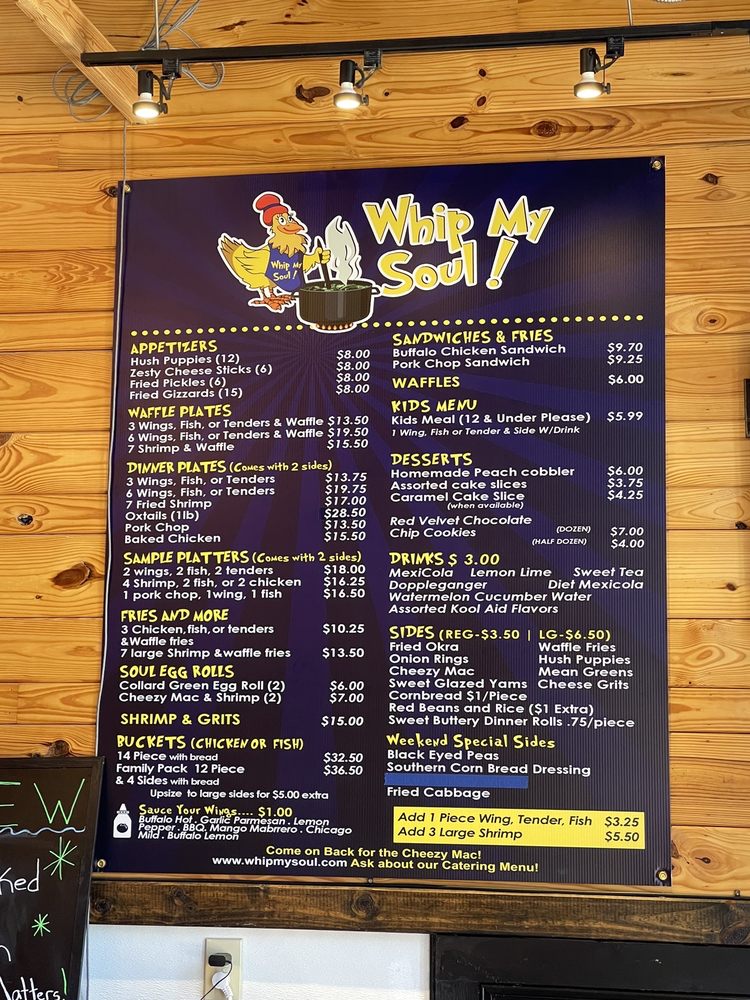 Whip My Soul Menu